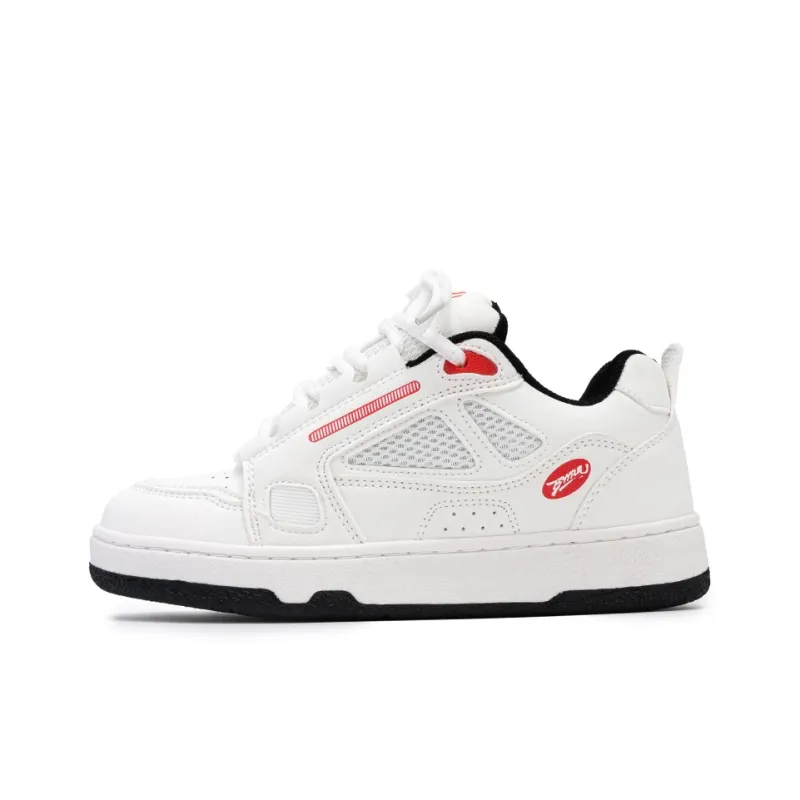 WELKIN&WZWJ Gift Box Set Slip Resistant Low Top Skateboard Shoes Unisex White Red-1