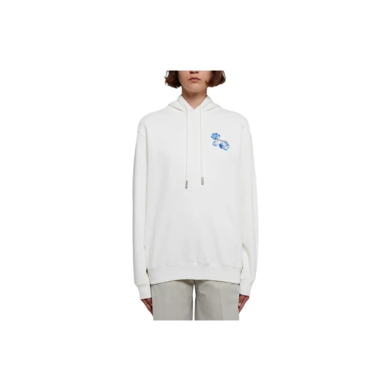OFF WHITE Women'ss Floral Arrows Hooded Sweatshirt White Blue-3