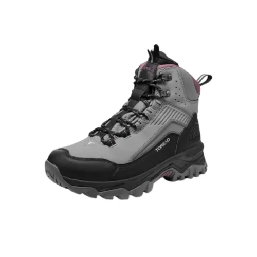 TOREAD Anti-Slip Wear-Resistant High-Top Trekking Shoes Women's Gray Black