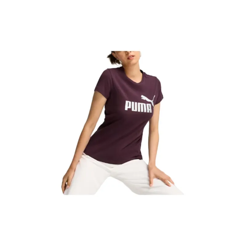 PUMA Essentials+ Metallic Logo T-Shirt Women's Midnight Plum-3