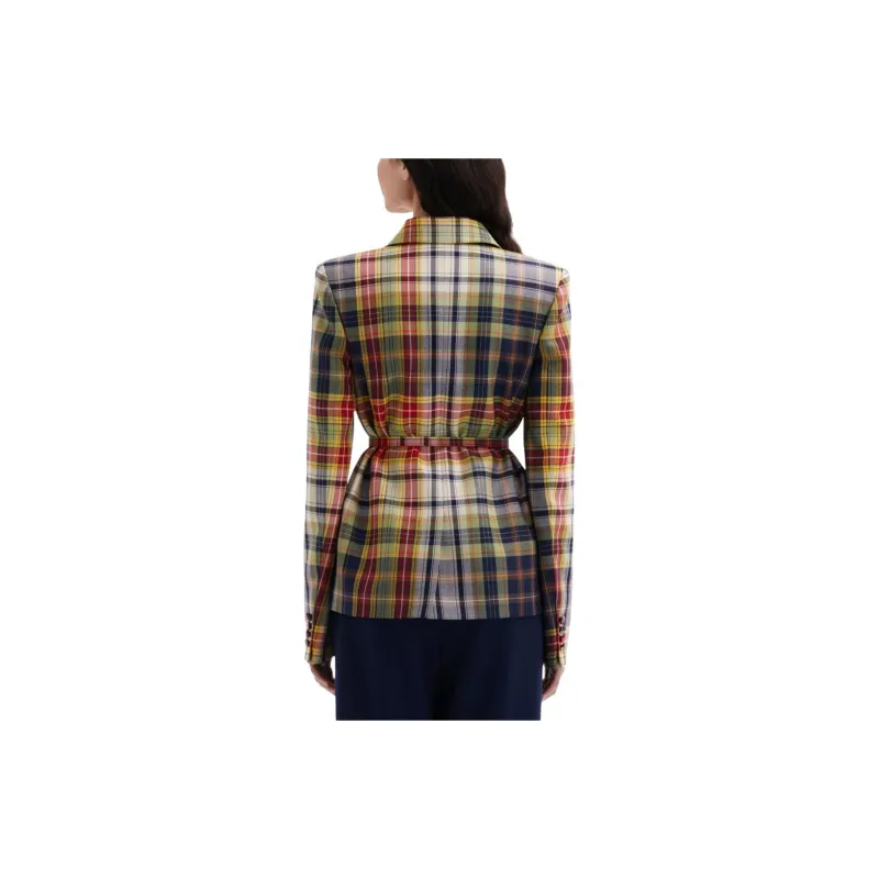 Oscar De La Renta Checked Double-breasted Blazer-4