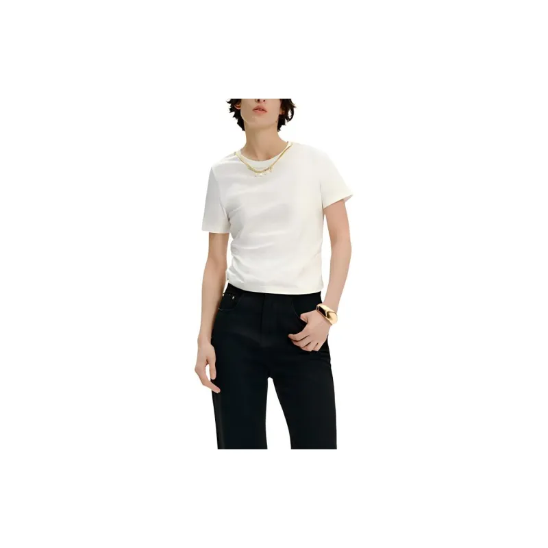 KARL LAGERFELD Logo Print Crew Neck Pullover Short Sleeved T Shirt Women's White-2