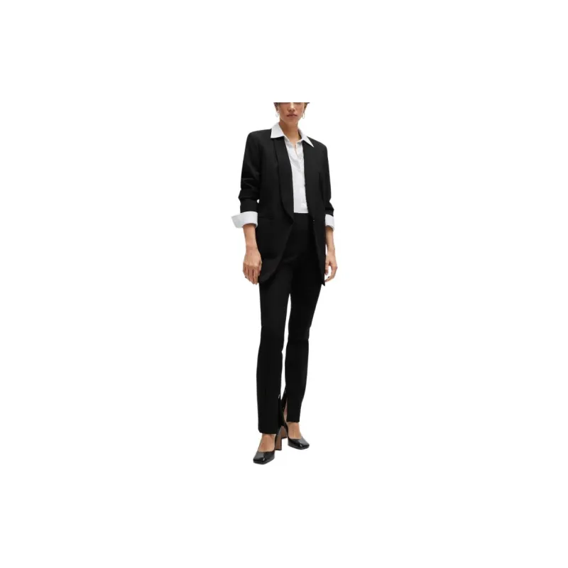 HUGO BOSS Extra-Slim-Fit Blouse In Italian Performance-Stretch Dobby Shirt Women's White-1