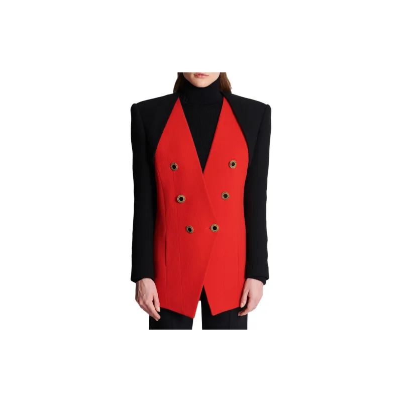 BALMAIN Double breasted Crepe Blazer-3