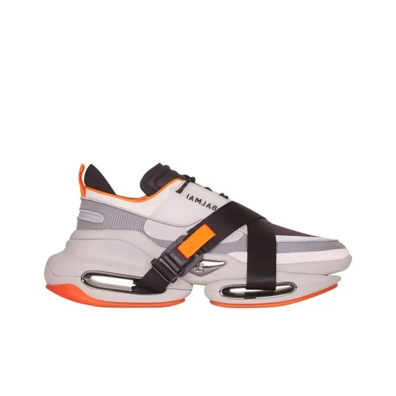 BALMAIN B Bold Abrasion Resistant Low Top Casual Shoes Men's Black Gray Orange-1