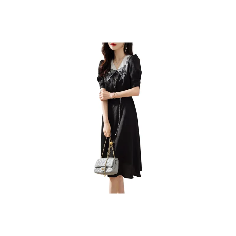 Hang Yi Court SS24 Short Sleeved Dresses Women's Black-1