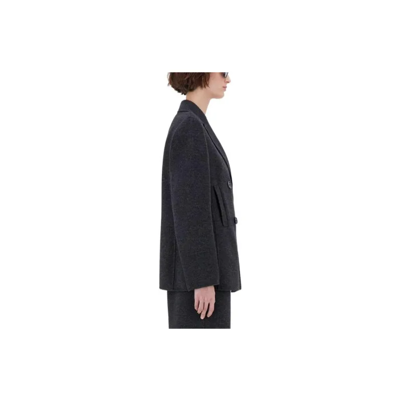 MaxMara Cropped Coat Women's Dark Gray-3