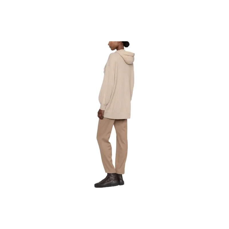 Brunello Cucinelli Drawstring Zipped Ribbed Detailed Hoodie-2