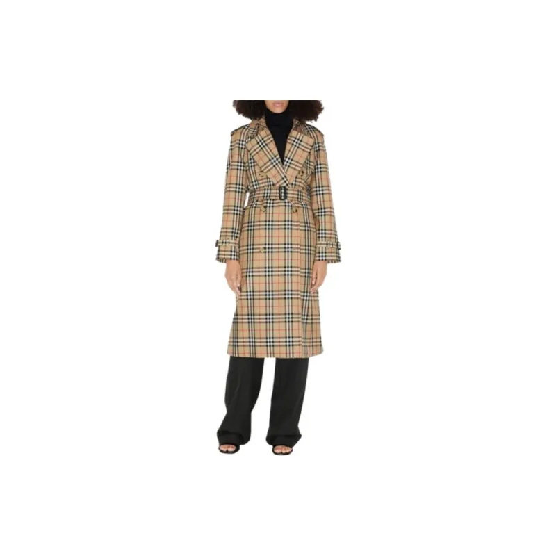 Burberry Vintage Check Printed Belted Trench Coat-1