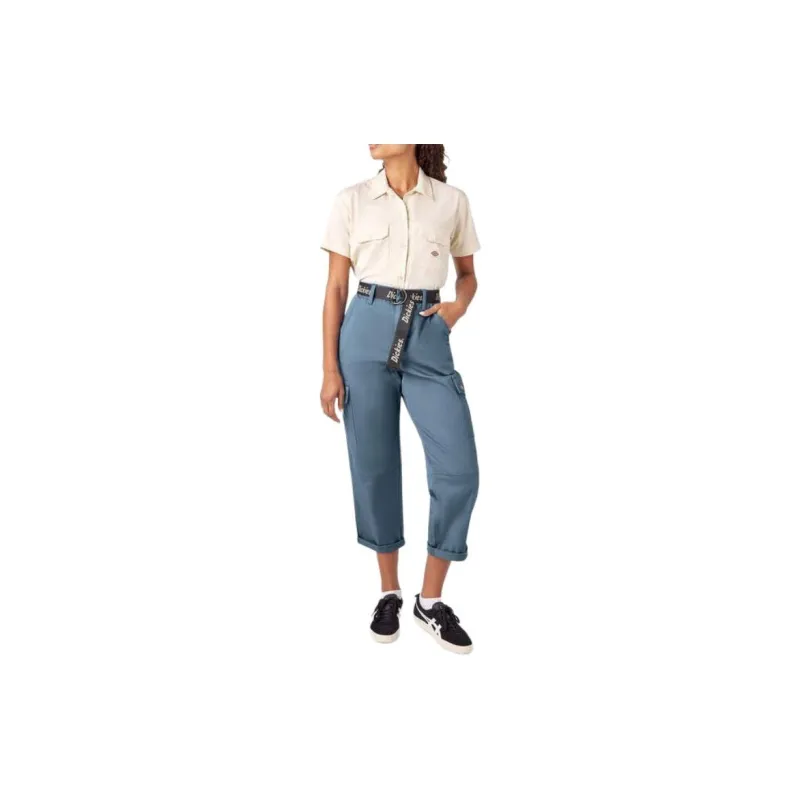 Dickies Relaxed Fit Cropped Cargo Pants Cargo Pants Women's Blue-2