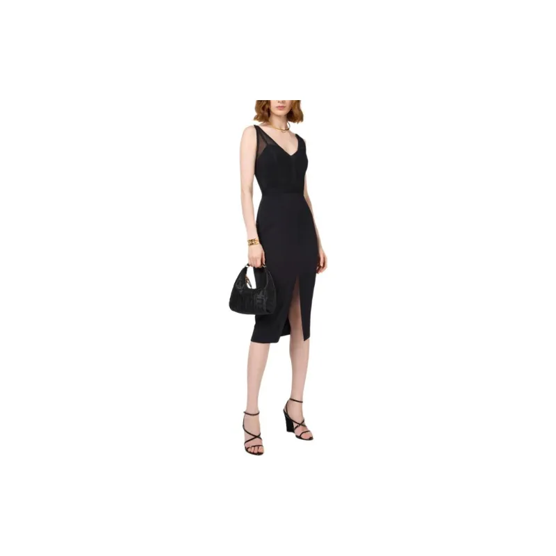 Elisabetta Franchi V Neck Crepe Midi Dress-1