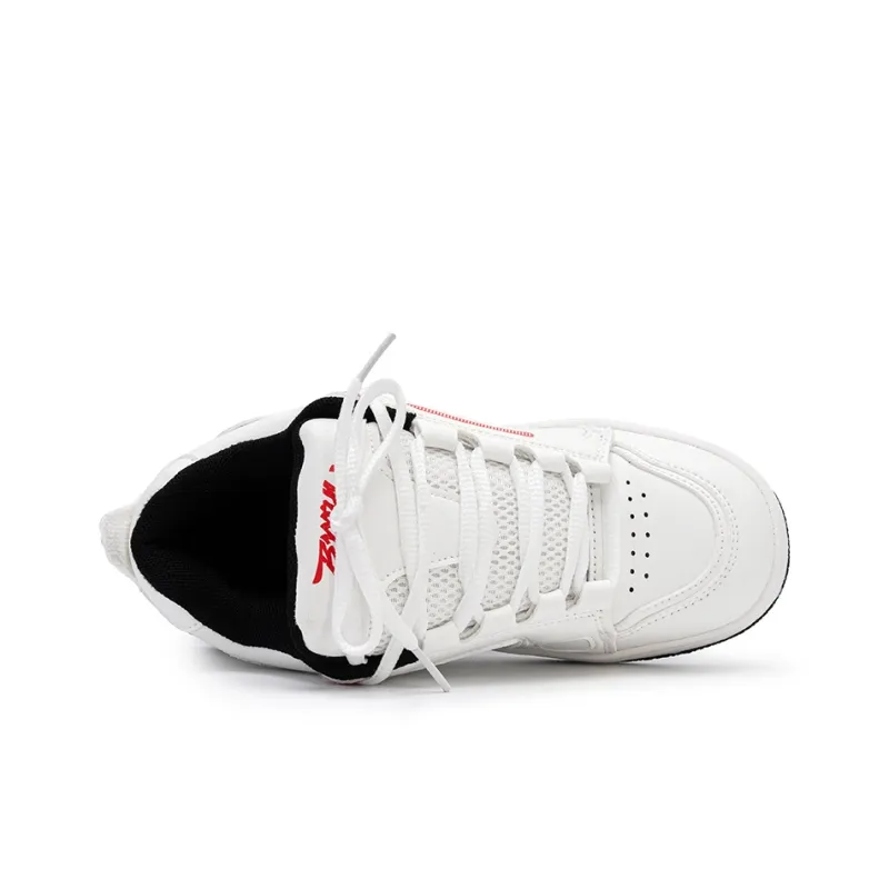 WELKIN&WZWJ Gift Box Set Slip Resistant Low Top Skateboard Shoes Unisex White Red-2