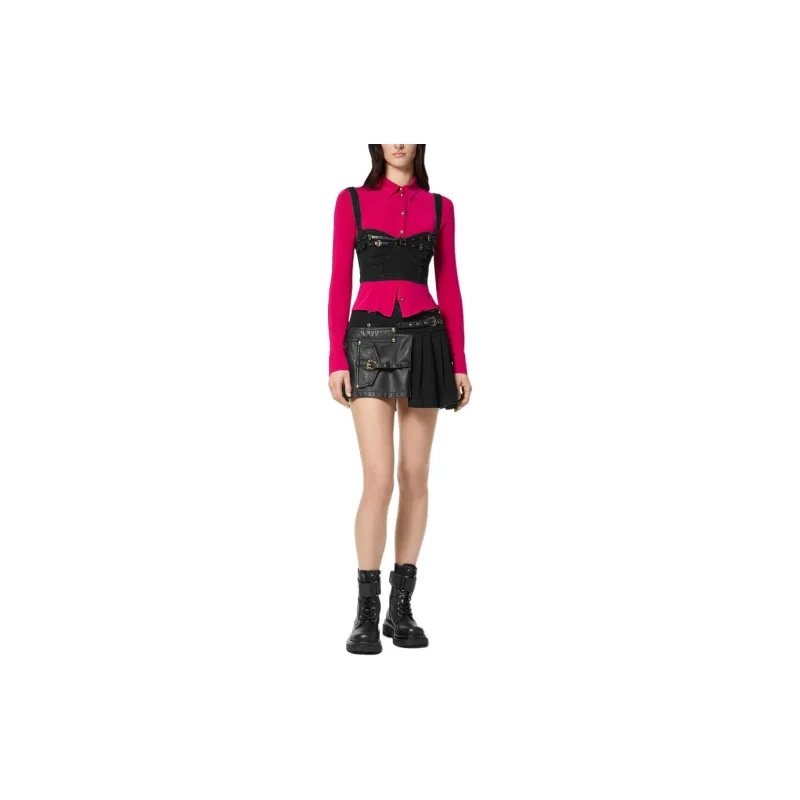 VERSACE JEANS COUTURE Decorative buckle Details Mini Skirt-1