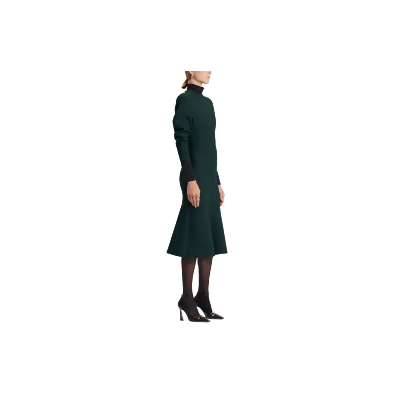 SCANLAN THEODORE Crepe Knit Cocoon Dress Long-Sleeved Dresses Women's Dark Green/Dark Green-2
