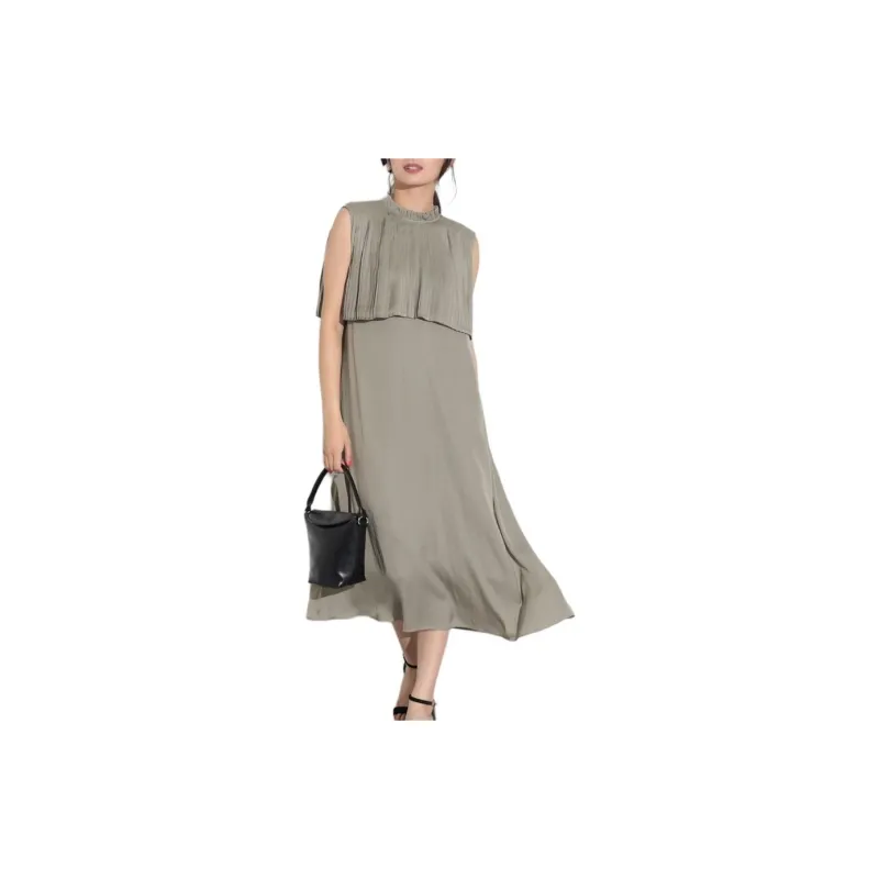 Beams Sleeveless Dress Women's Gray Green-1