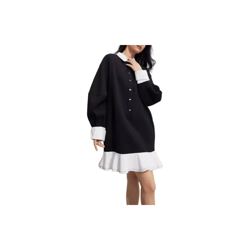 BASIC HOUSE Long-Sleeved Dresses Women's Black-1