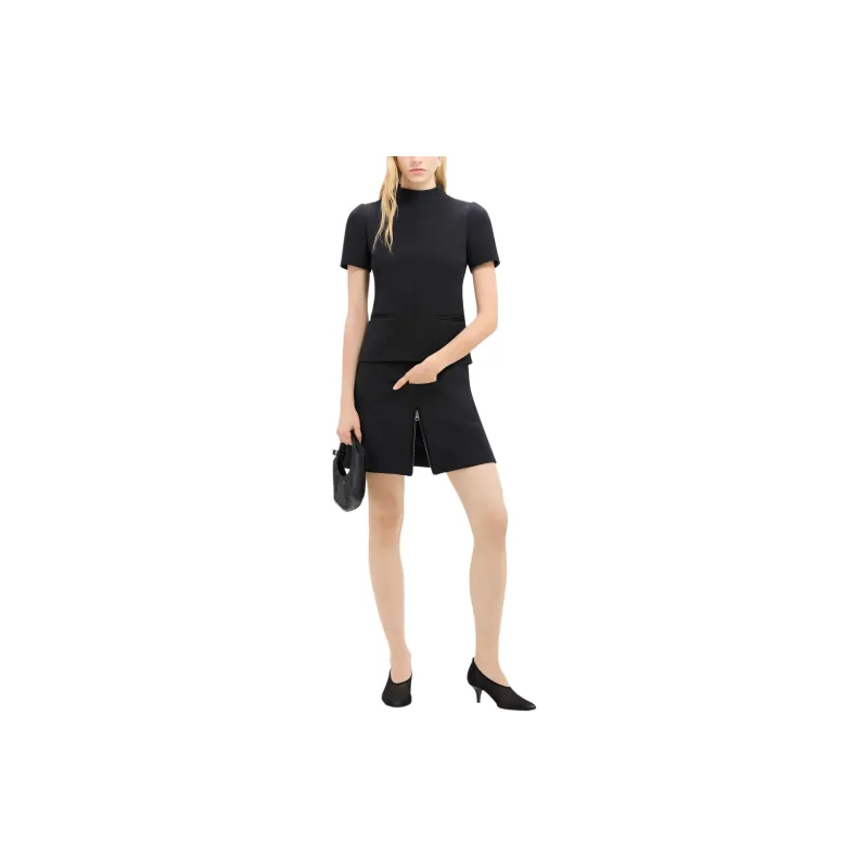 COURREGES Mid Rise Zip Detailed Twill Mini Skirt-1