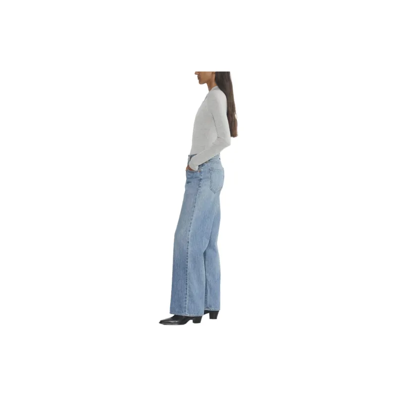 ARITZIA Denim Forum The Farrah Hi-Rise Wide Jean Jeans Women's Vintage Blue Crisscross Linen-2