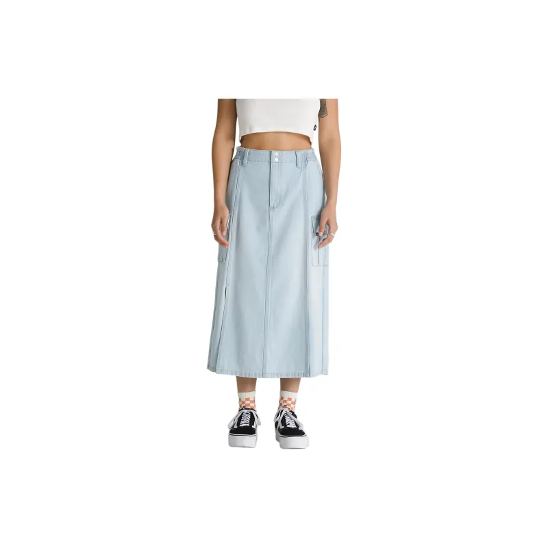 Vans Sidewalk Denim Long Skirts Women's Stone Wash-1
