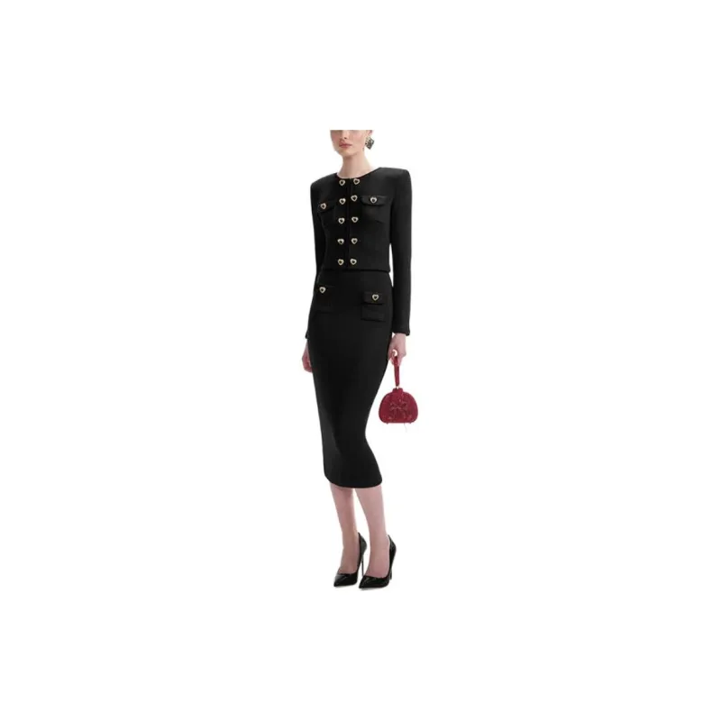Self portrait Jackets Coats Women's Classic Black-3