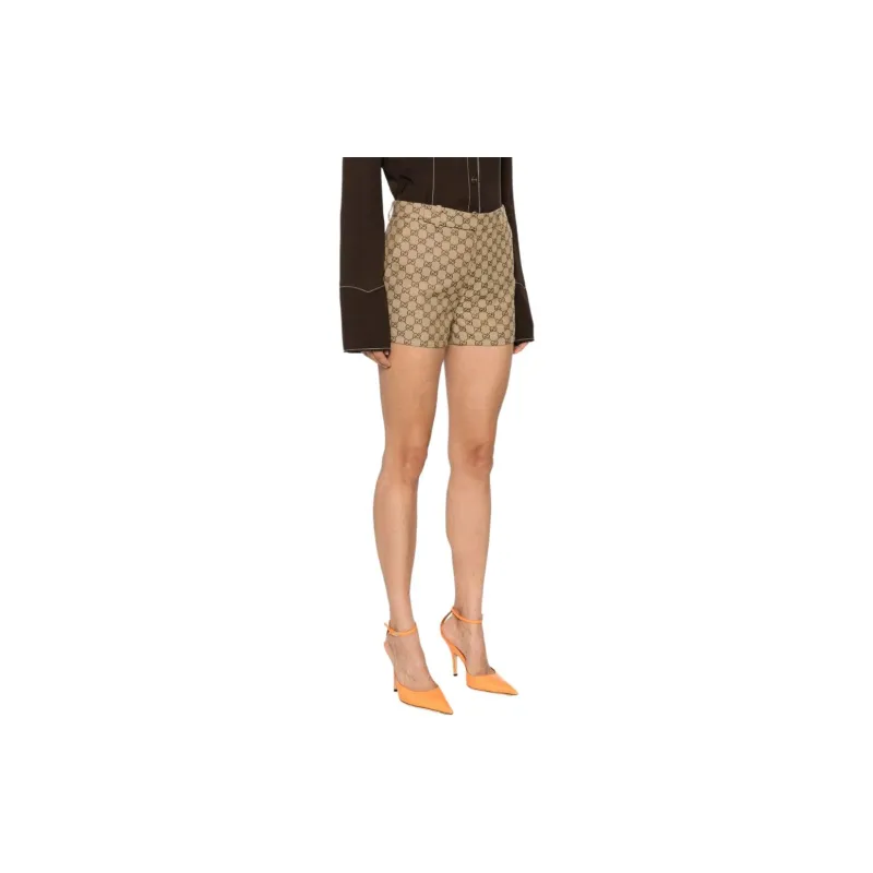 GUCCI Logo Shorts Beige And Ebony-6