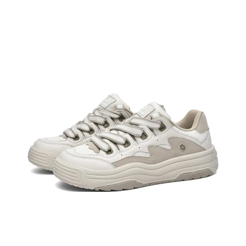 LOTTO Breathable Height Increasing Low-Top Skateboard Shoes Men's White-1
