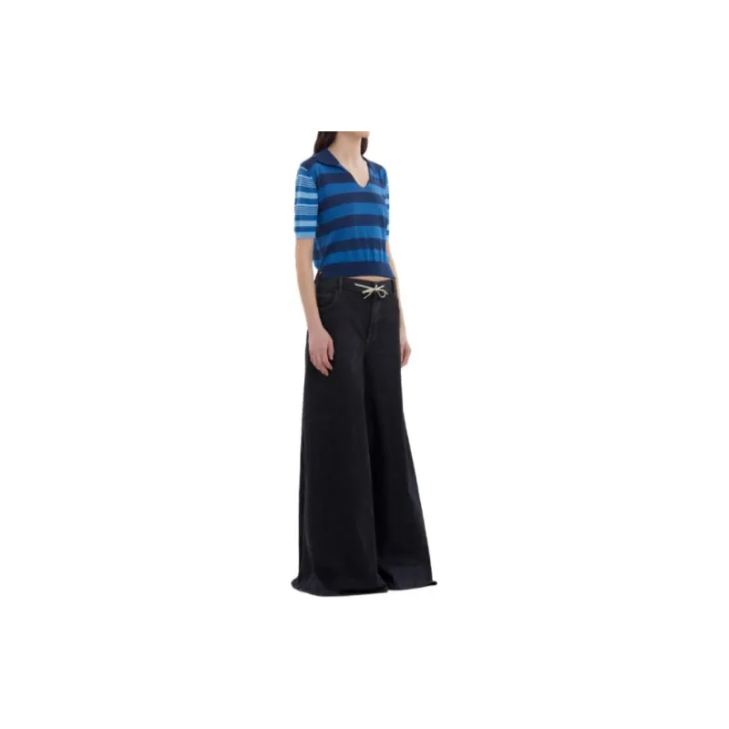 MARNI Stretch Denim Flared Pants 'Navy'-3