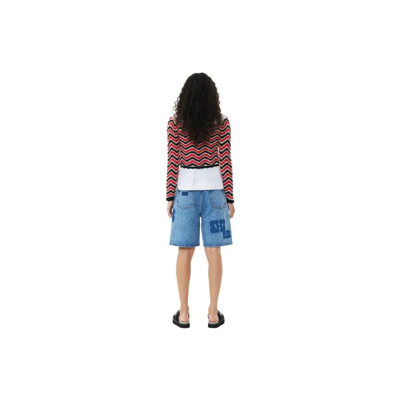 GANNI U Neck Cropped Cardigan-2
