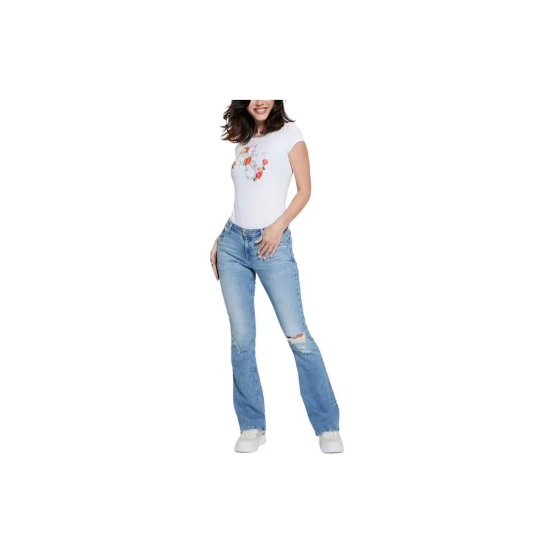 GUESS Quattro G Floral Tee T-Shirt Women's Pure White-1