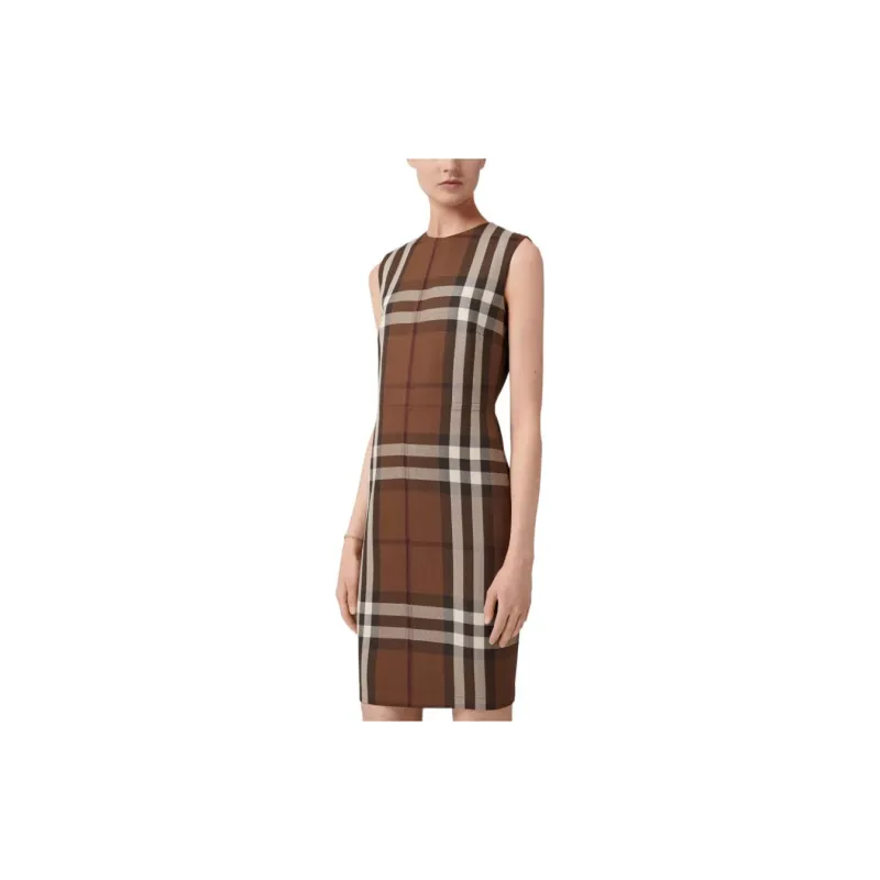 Burberry Sleeveless Check Jacquard Dress 'Dark Birch Brown'-2