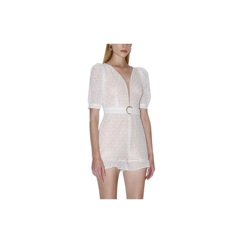 Bebe Jumpsuit Women's Raw White-3