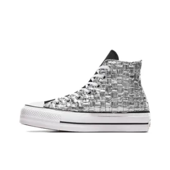 Converse Chuck Taylor All Star Wear-Resistant High-Top Canvas Shoes Women's Silver