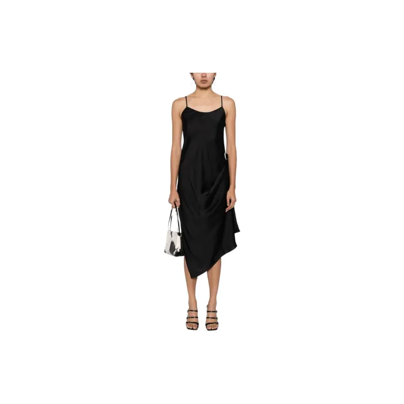LOW CLASSIC Drawstring Slip Midi Dress-2