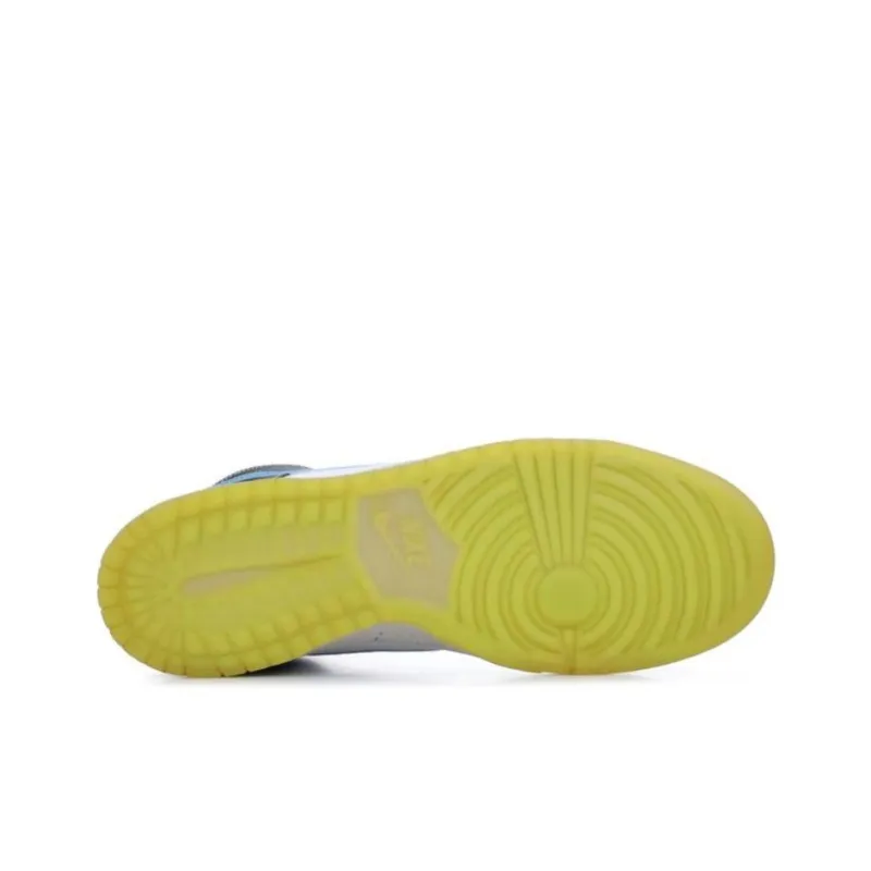 Nike Dunk Slip-Resistant Cushioning High-Top Skateboard Shoes Unisex White/Blue Glow In The Dark-4