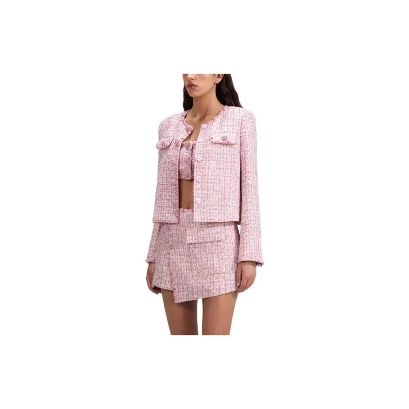 Self portrait SS23 Cropped Coats Women's Pink-3