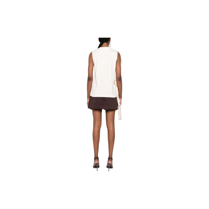 MSGM Draped Detail Asymmetric Satin Blouse-1
