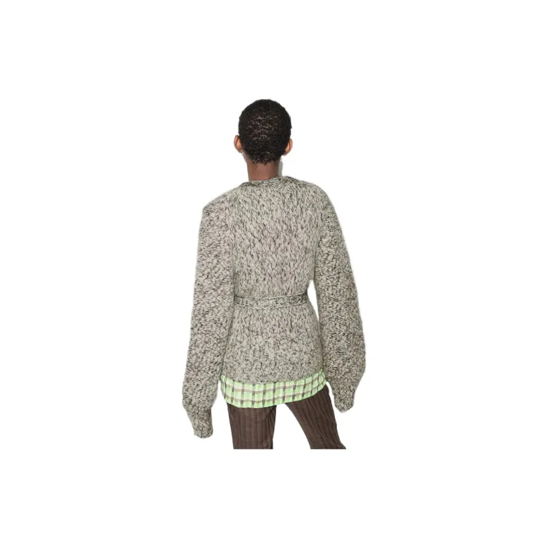 GANNI SS22 Knitted Fabric Cardigan Spring Autumn And Winter Women's Light Gray-1