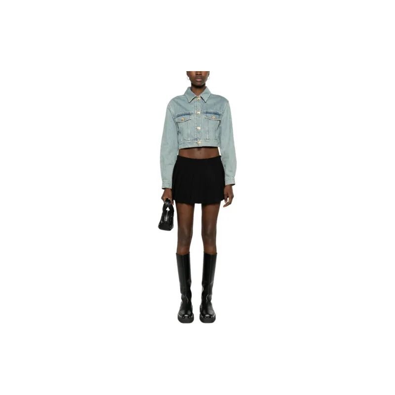 MOSCHINO Teddy Bear buttons Cropped Denim Jacket-1