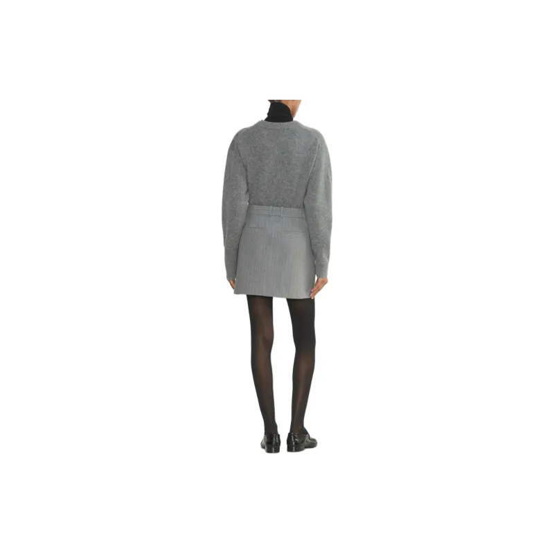 ARITZIA Babaton Chisel Skirt Casual Short Skirts Women's Black Stripe Dark Gray/Gray Stripes-3