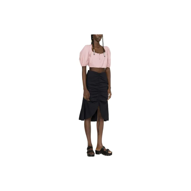 GANNI Puff Sleeved Cropped Top-4