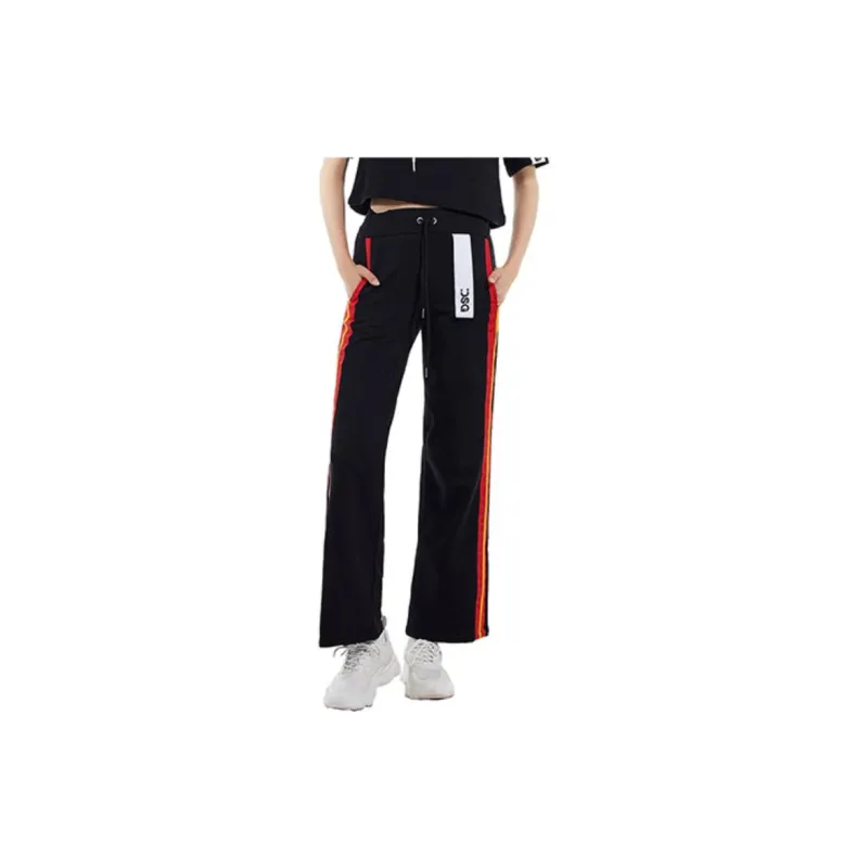 DSG DISGUSTO SS22 Straight Sports Pants Women's Black Red-1