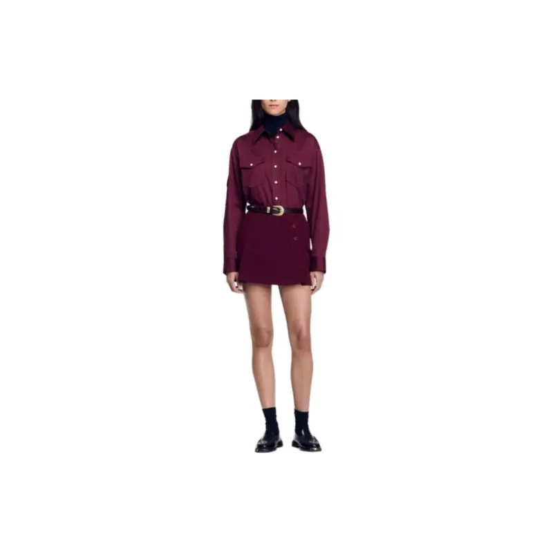 Sandro Press stud Mini Skirt-1