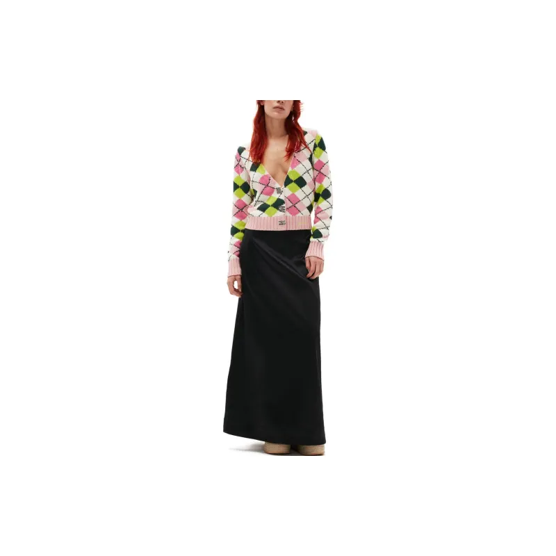 GANNI Bead Detailed Low Rise Satin Maxi Skirt-5