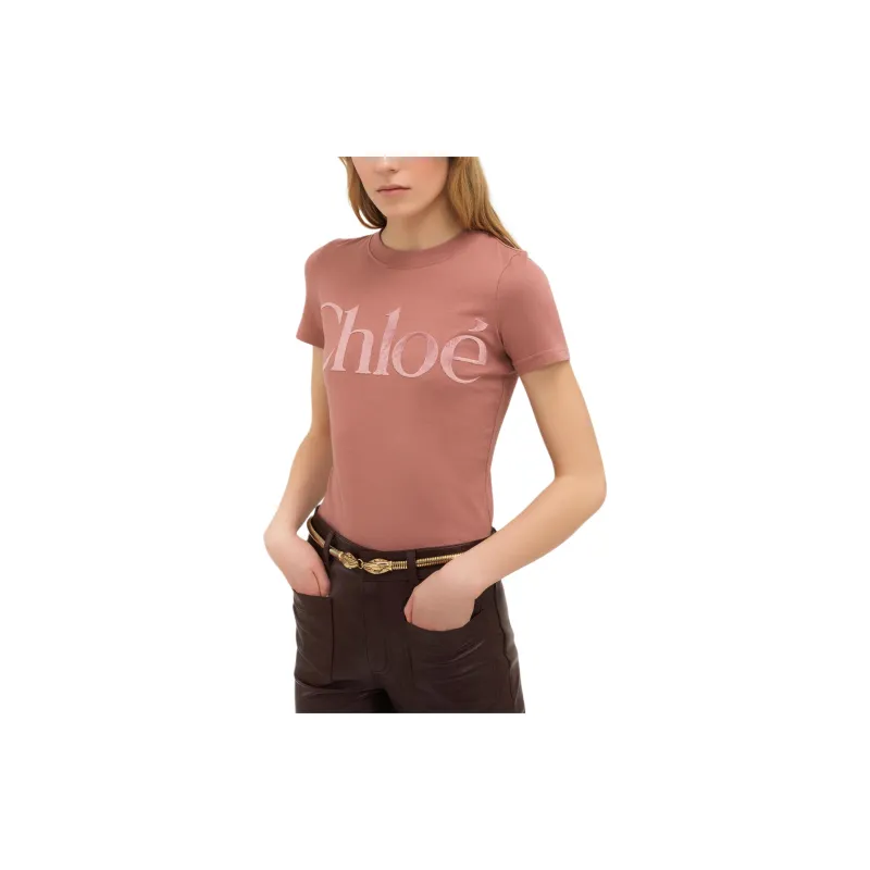 Chloé Logo Detailed Crewneck T Shirt-3