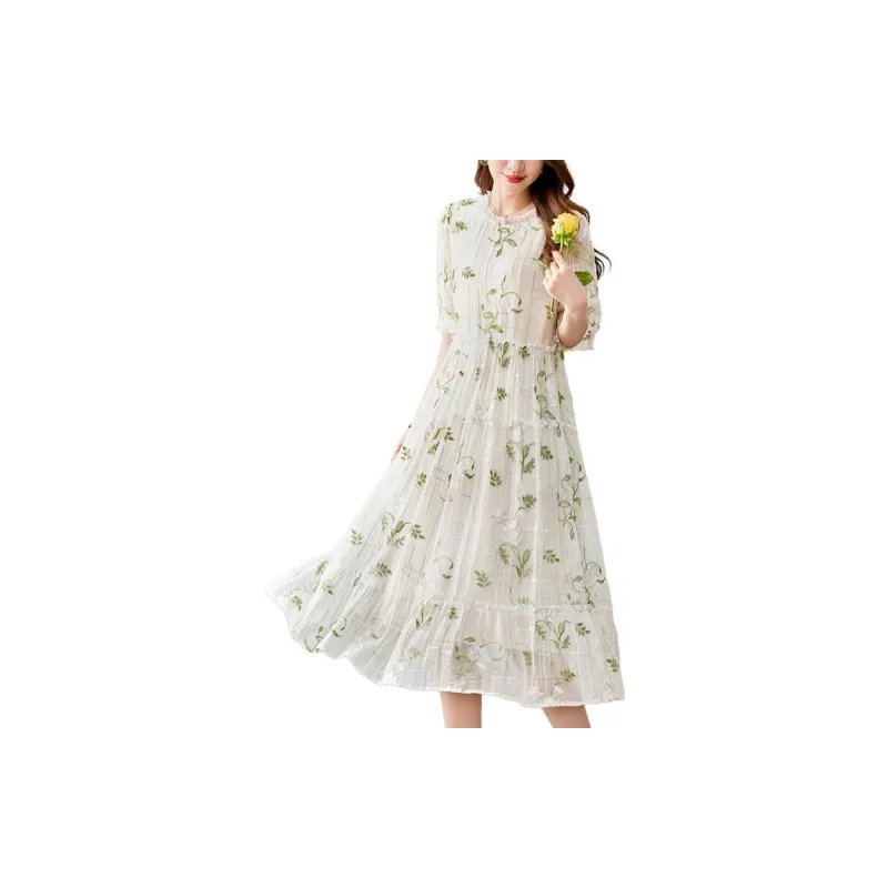 Ink Beauty Short Sleeved Dresses Women's Green-2