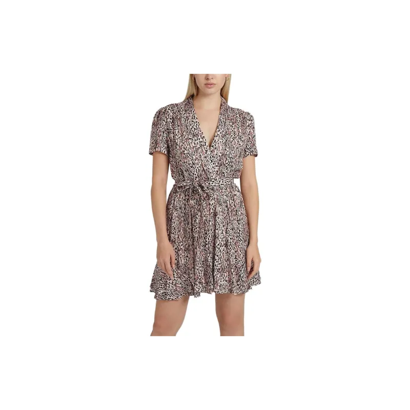 GUESS Short Sleeved Dress Women's Brown-3