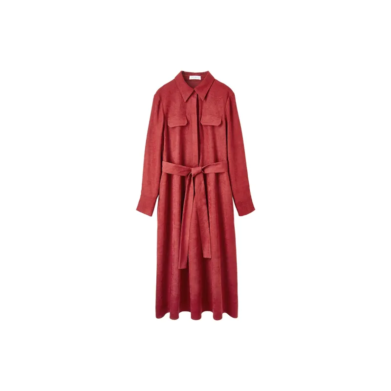 SENTUBILA Long Sleeved Dress Women's Burgundy-8