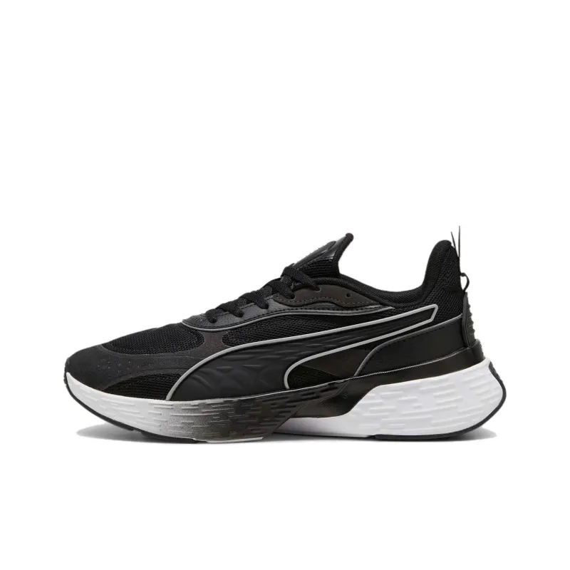 PUMA Softride Sway Breathable Low-Top Running Shoes Unisex Black White-0