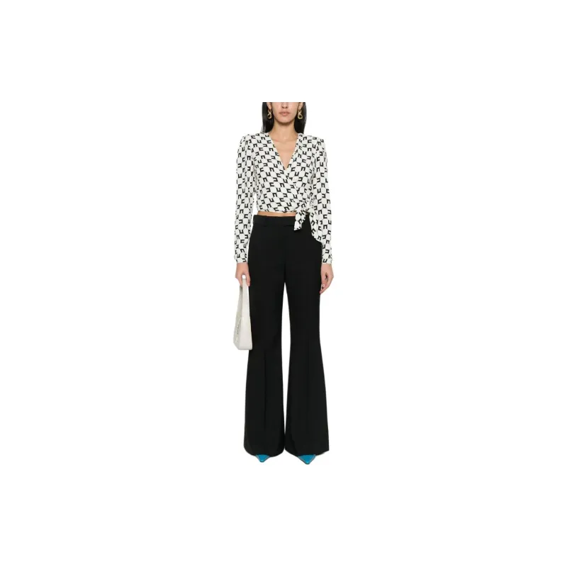 Elisabetta Franchi Allover Logo Printed Cropped Blouse-1