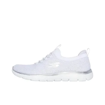 Skechers Anti Slip Wear Resistant Low Top Casual Shoes Women's White Silver
